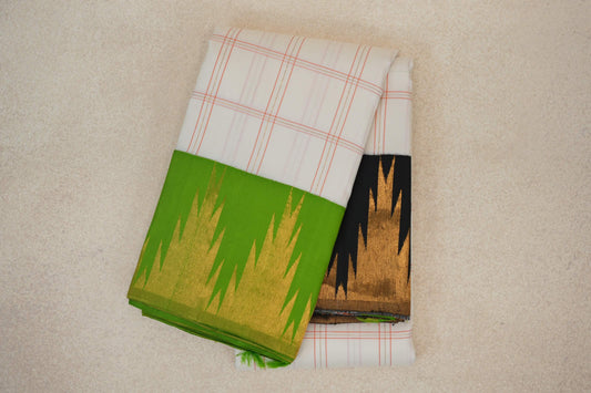 folded Off White Vintage Kanjivaram Silk Saree