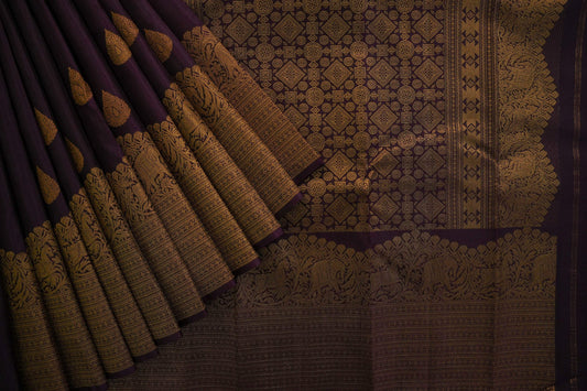 Deep purple kanchipuram silk saree