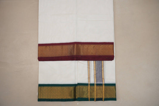 9 Mulam Cotton Muhurtham Dhoti with 5 Mulam Angavastram by Shreenivas Silks PSSR01DH090