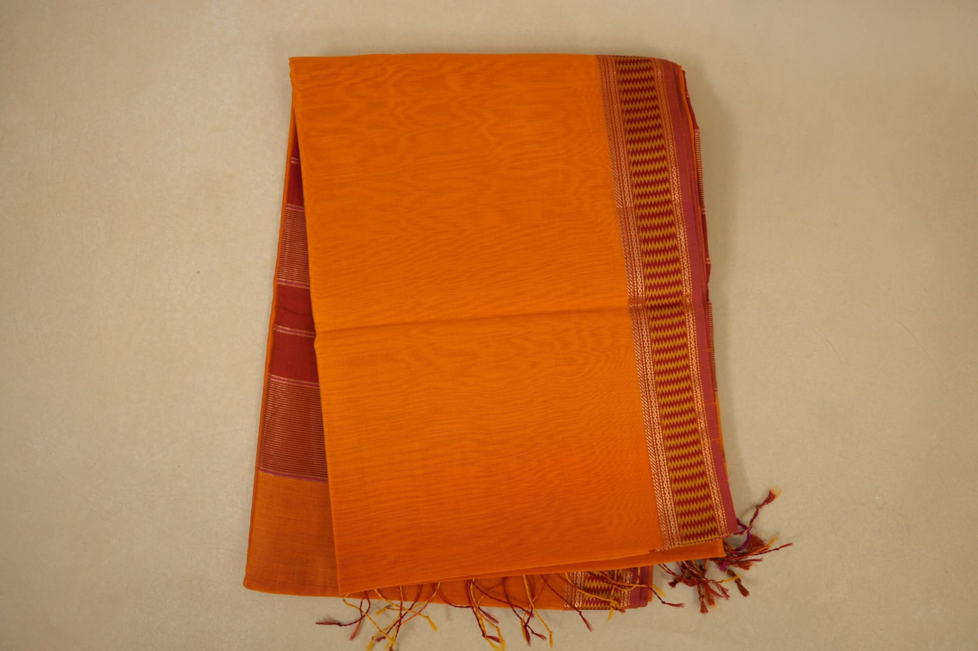 Mustard Maheshwari Silk Cotton Saree by Shreenivas Silks PSSR018024 - Parisera