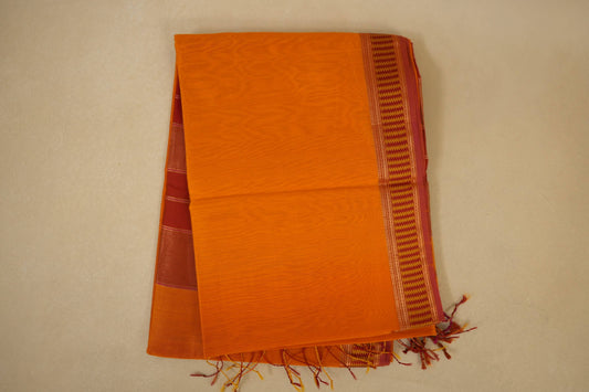 Mustard Maheshwari Silk Cotton Saree by Shreenivas Silks PSSR018024 - Parisera