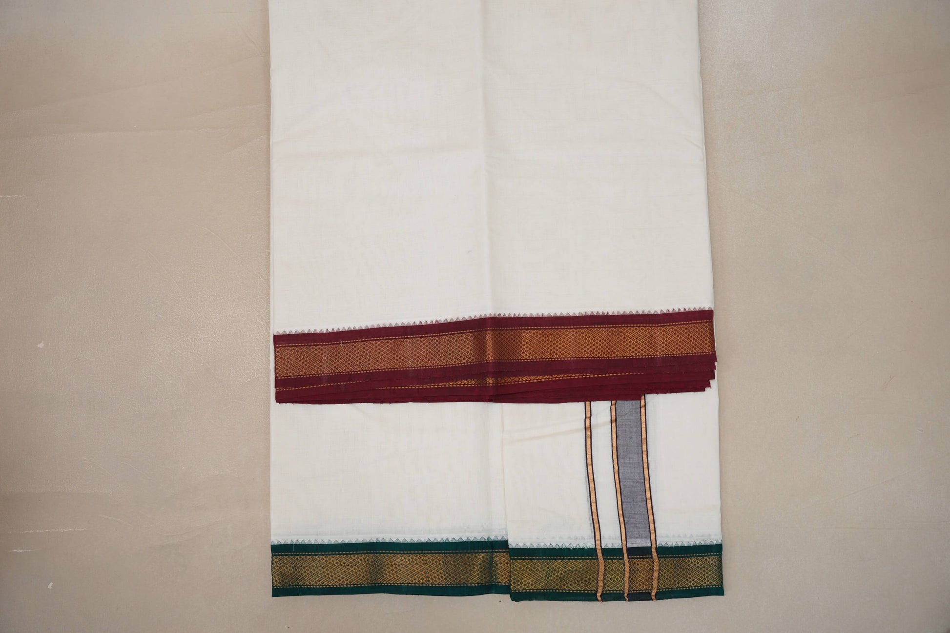 9 Mulam Cotton Muhurtham Dhoti with 5 Mulam Angavastram by Shreenivas Silks PSSR01DH091 - Parisera