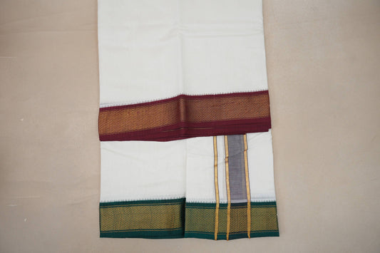 9 Mulam Cotton Muhurtham Dhoti with 5 Mulam Angavastram by Shreenivas Silks PSSR01DH092