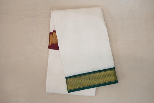 9 Mulam Cotton Muhurtham Dhoti with 5 Mulam Angavastram by Shreenivas Silks PSSR01DH093