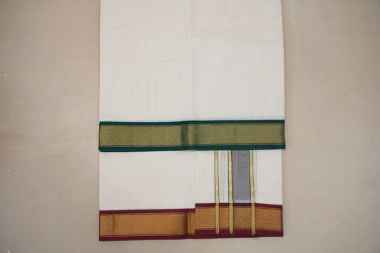 9 Mulam Cotton Muhurtham Dhoti with 5 Mulam Angavastram by Shreenivas Silks PSSR01DH093