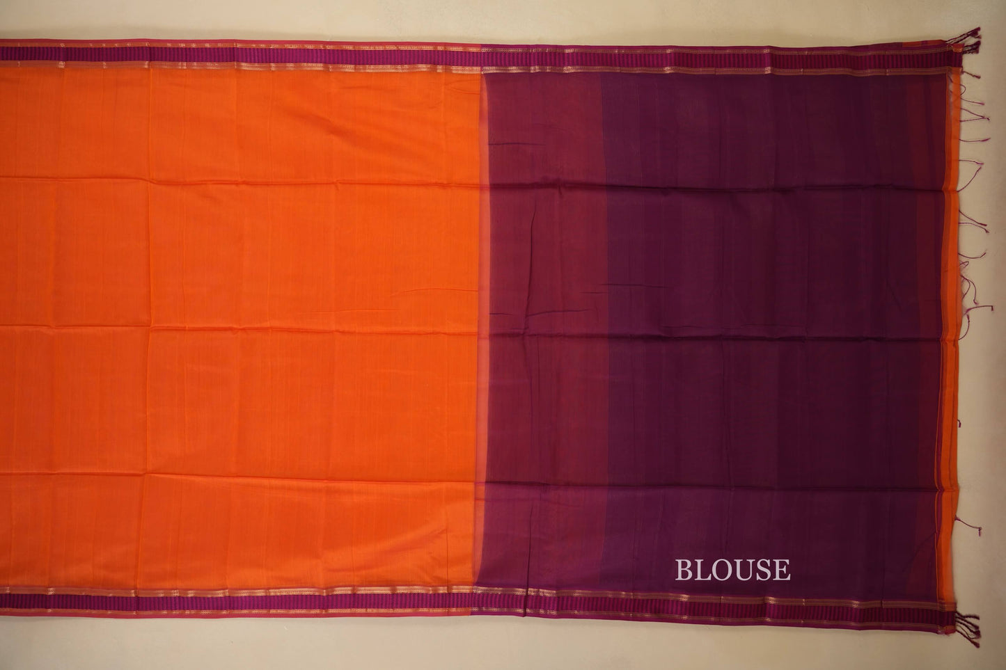 Orange Maheshwari Silk Cotton Saree by Shreenivas Silks PSSR018026 - Parisera