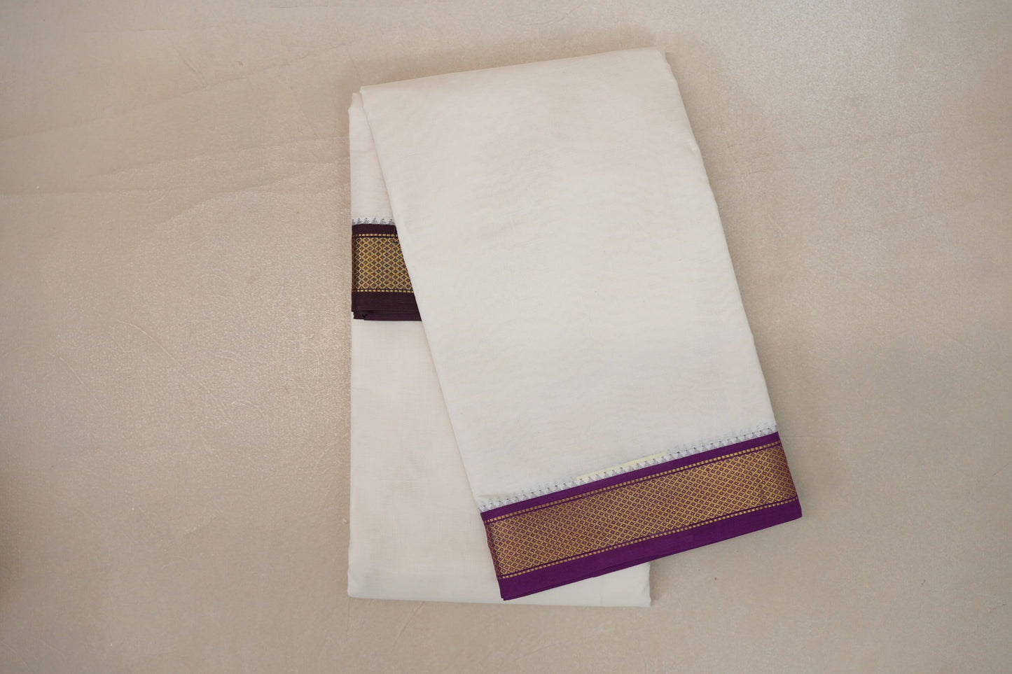 9 Mulam Cotton Muhurtham Dhoti with 5 Mulam Angavastram by Shreenivas Silks PSSR01DH096 - Parisera