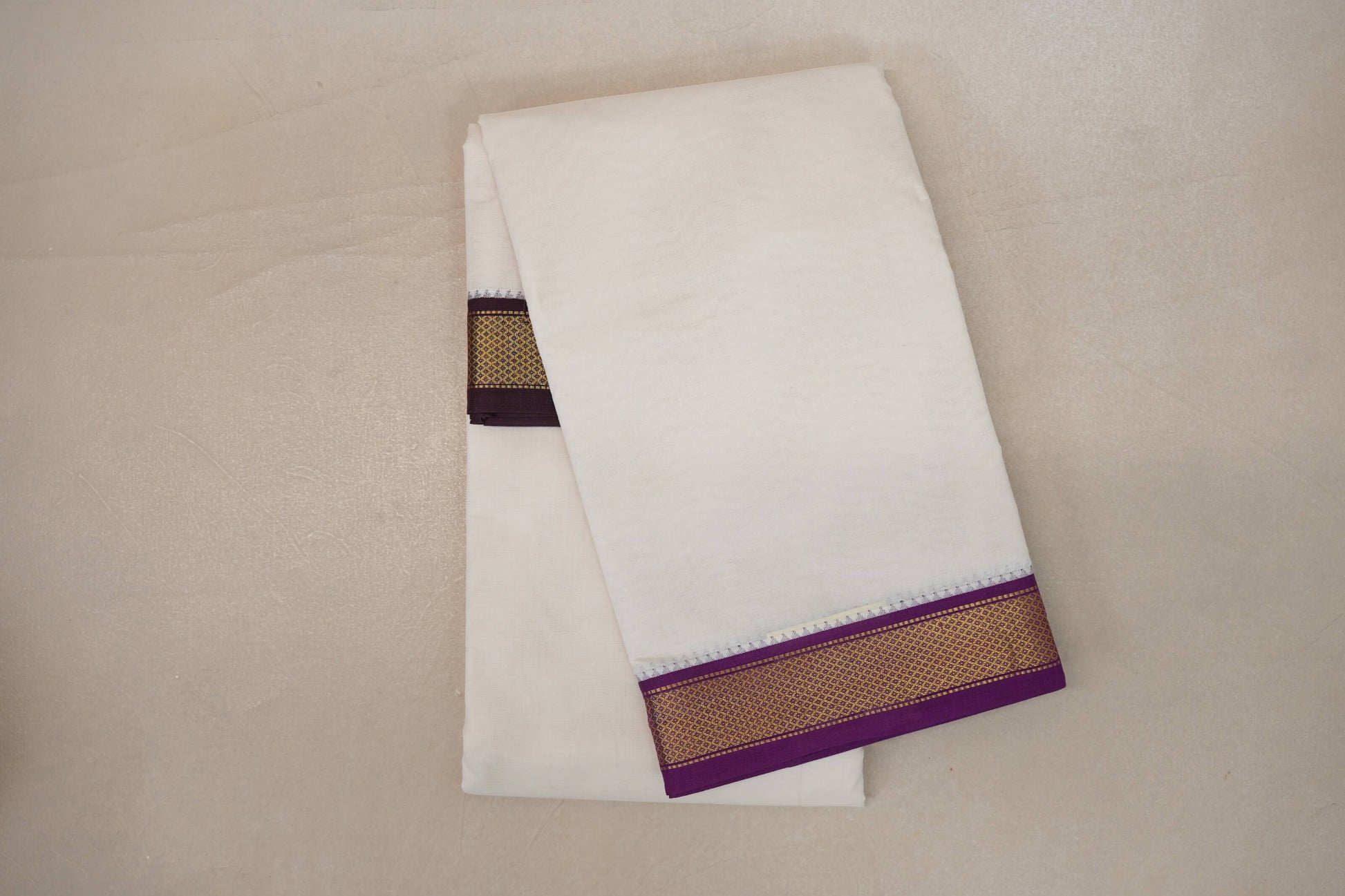 9 Mulam Cotton Muhurtham Dhoti with 5 Mulam Angavastram by Shreenivas Silks PSSR01DH096 - Parisera
