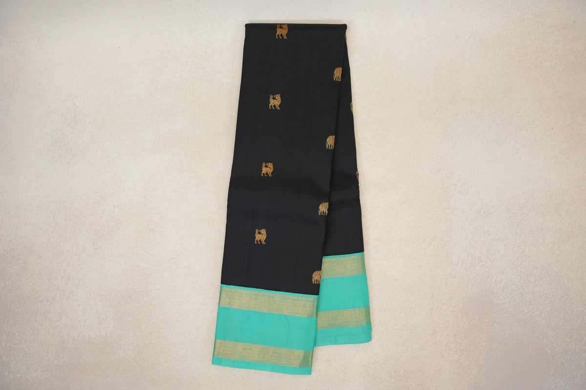 Black Vintage Kanjivaram Silk Saree online