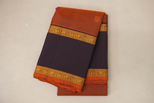 Orangish brown with Deep Plum Vintage Kanjivaram Silk Saree by Shreenivas Silks PSSR019051