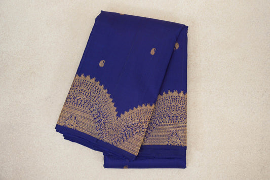 folded Royal Blue Vintage Kanjivaram Silk Saree