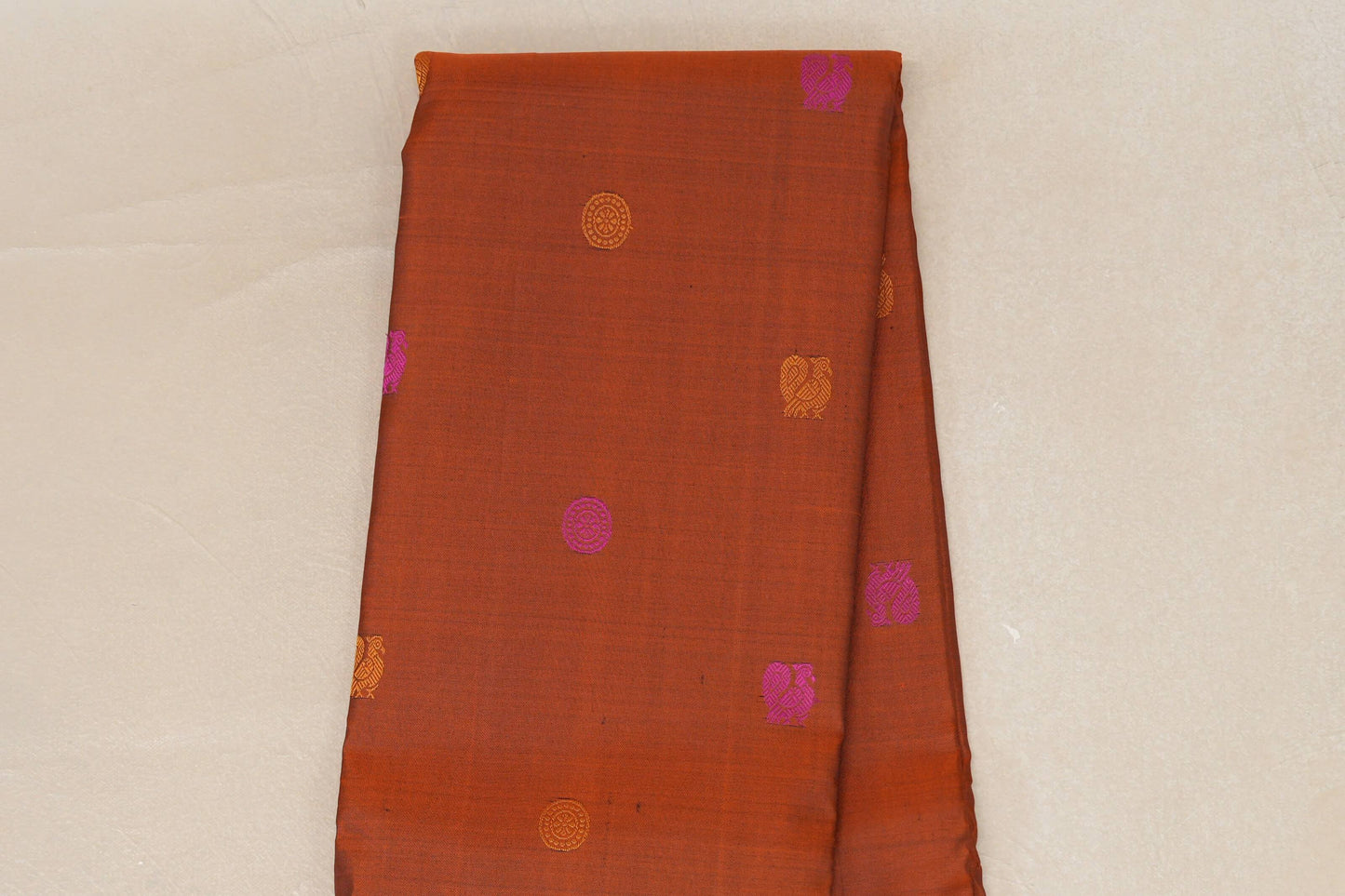 Orangish brown with Deep Plum Vintage Kanjivaram Silk Saree by Shreenivas Silks PSSR019051