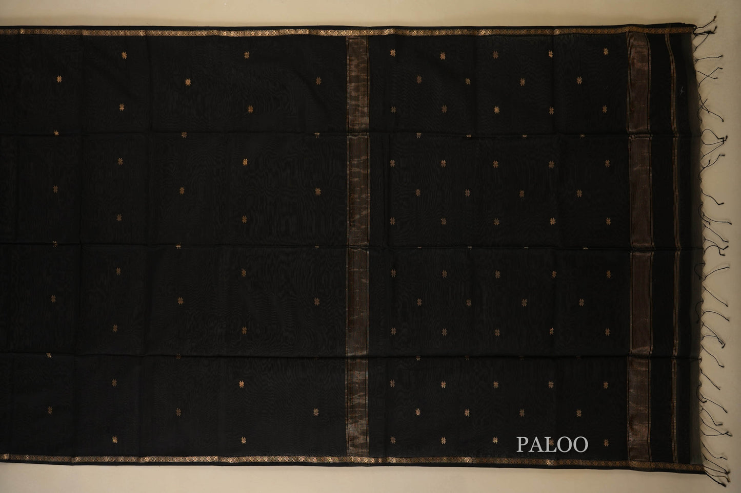 Black Maheshwari Silk Cotton Saree by Shreenivas Silks PSSR018029 - Parisera