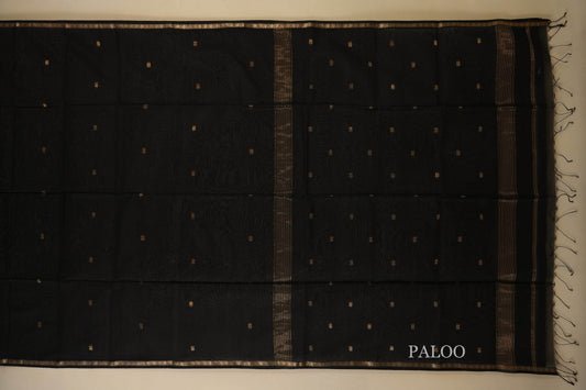 Black Maheshwari Silk Cotton Saree by Shreenivas Silks PSSR018029 - Parisera