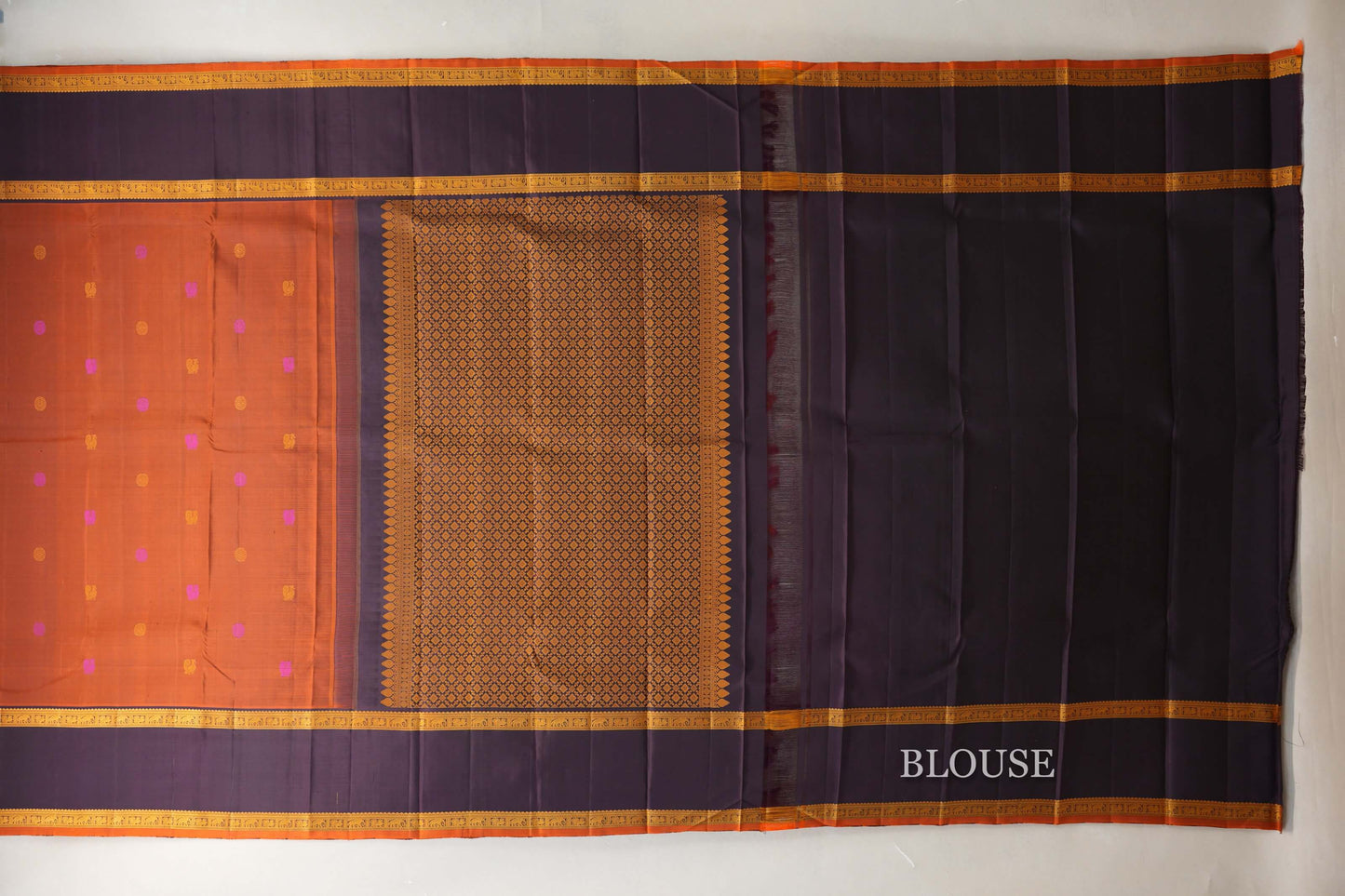 Orangish brown with Deep Plum Vintage Kanjivaram Silk Saree by Shreenivas Silks PSSR019051