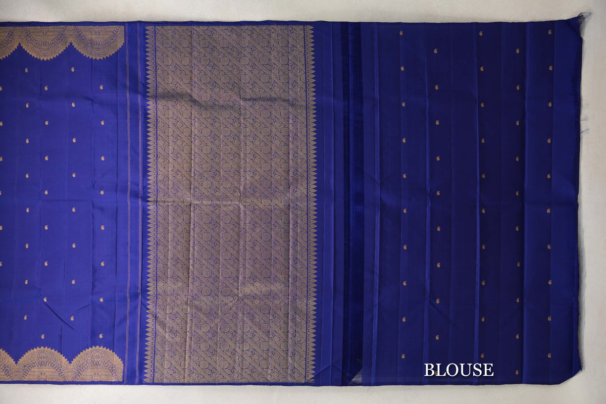 Royal Blue Vintage Kanjivaram Silk Saree blouse