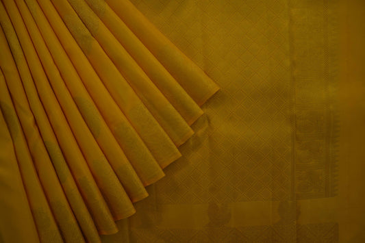 Bright yellow kanchipuram silk saree