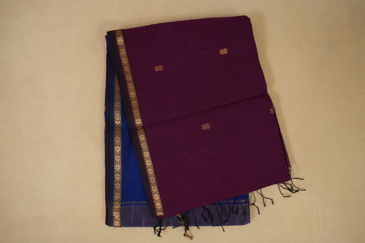Magenta Maheshwari Silk Cotton Saree by Shreenivas Silks PSSR018030 - Parisera