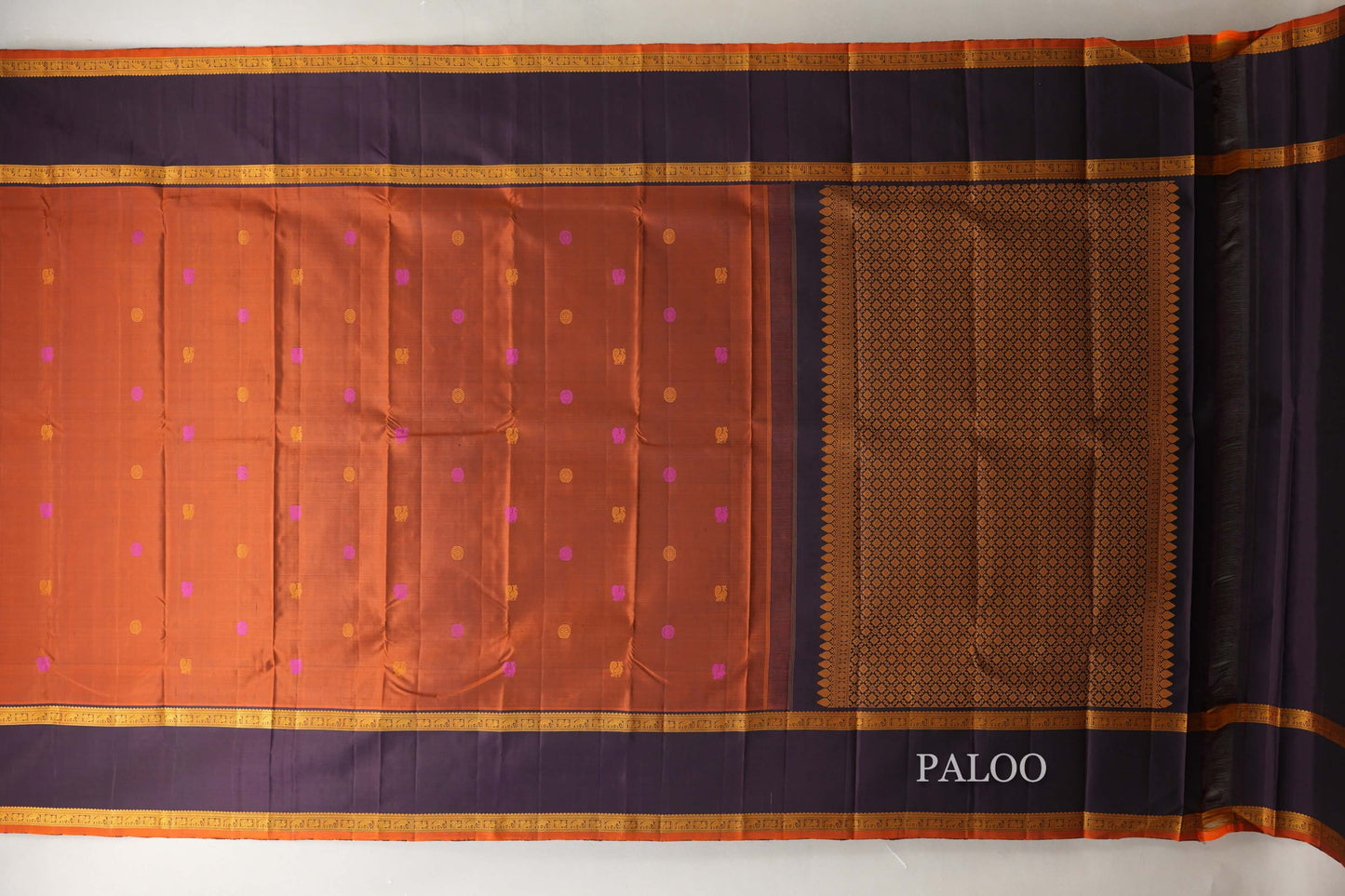 Orangish brown with Deep Plum Vintage Kanjivaram Silk Saree by Shreenivas Silks PSSR019051