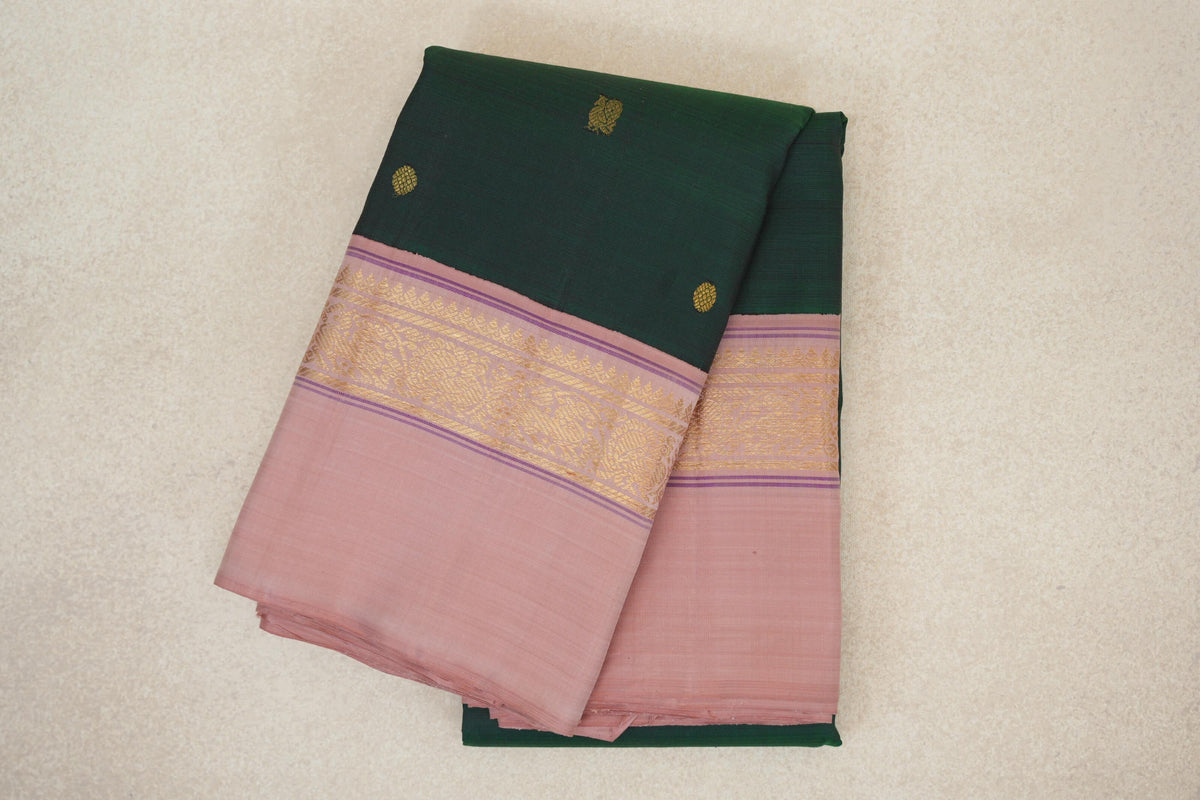 Bottle Green Vintage Kanjivaram Silk Saree