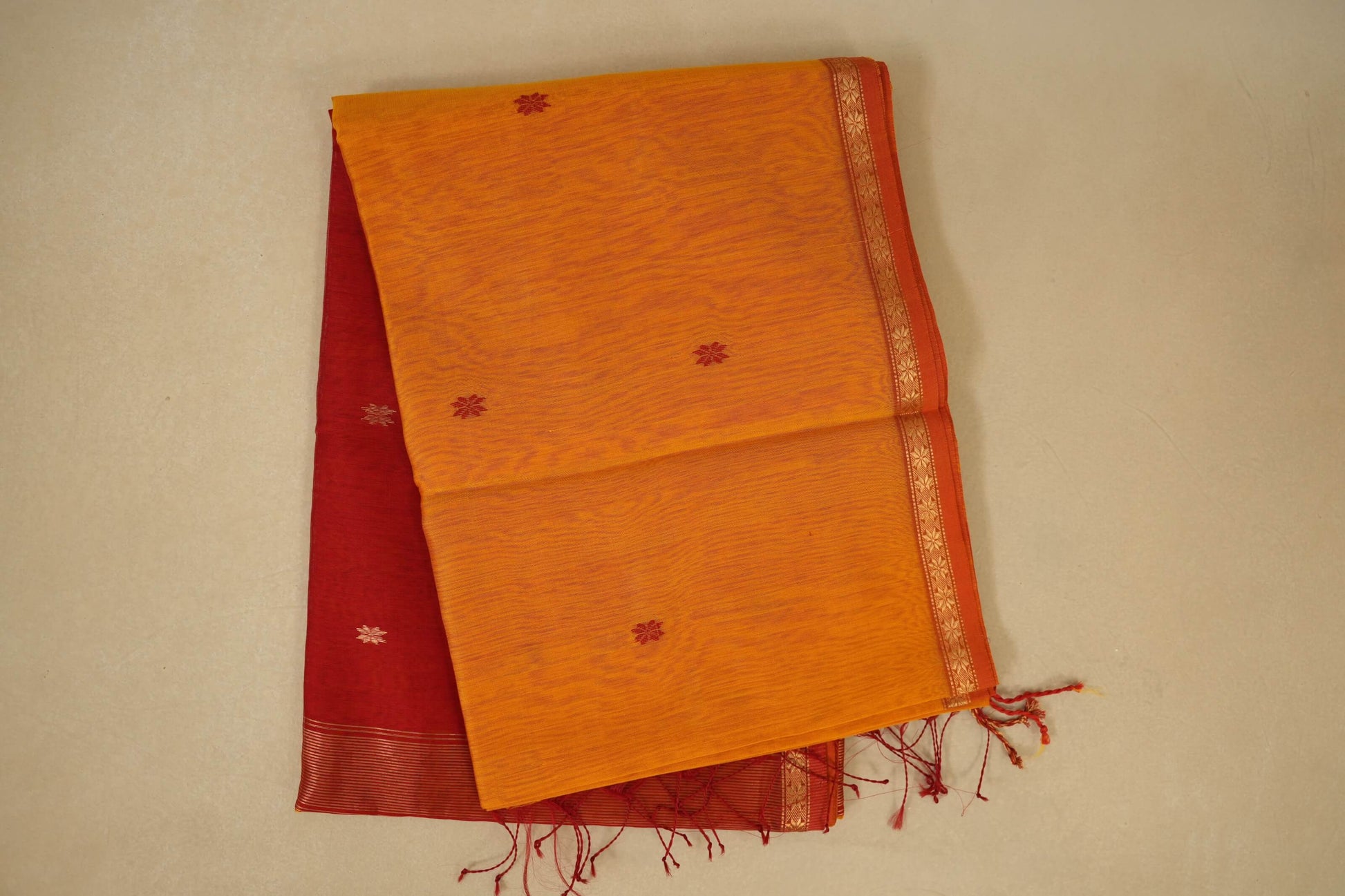 Mustard Maheshwari Silk Cotton Saree by Shreenivas Silks PSSR018031 - Parisera
