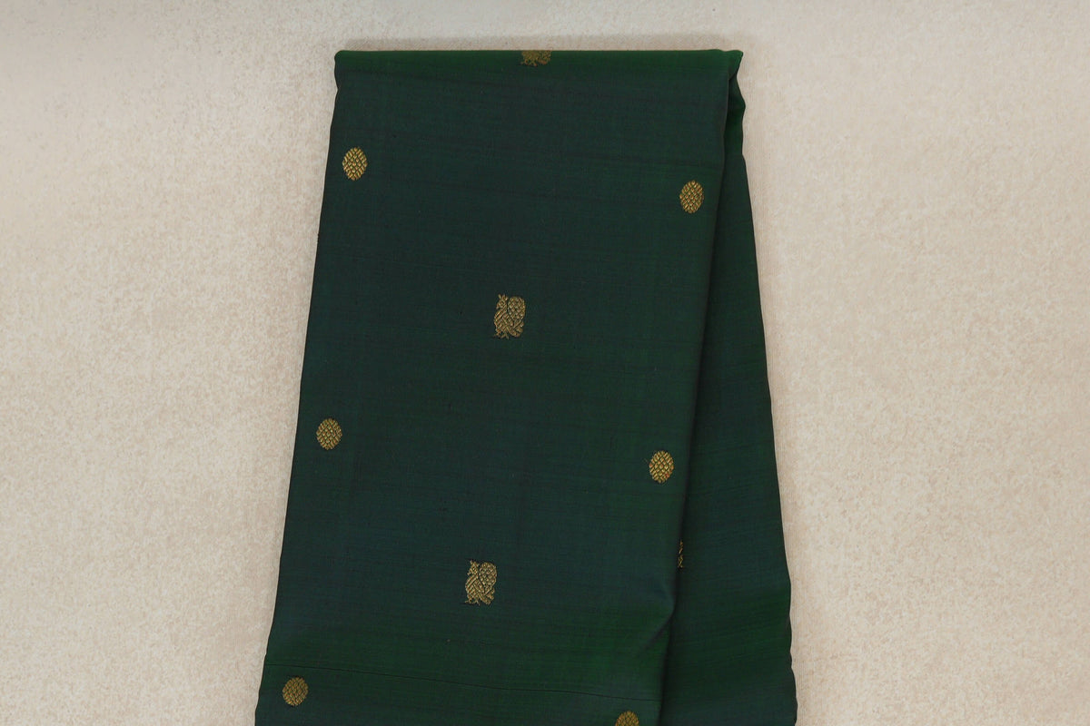 Bottle Green Vintage Kanjivaram Silk Saree body zoom
