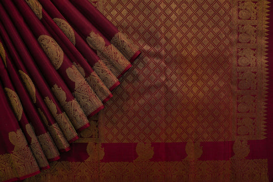Maroon kanchipuram silk saree