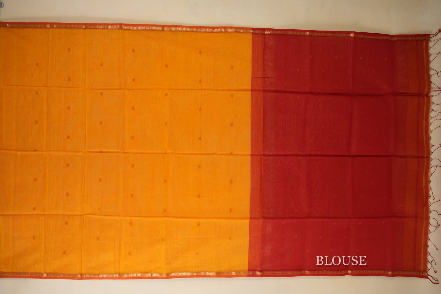 Mustard Maheshwari Silk Cotton Saree by Shreenivas Silks PSSR018031 - Parisera