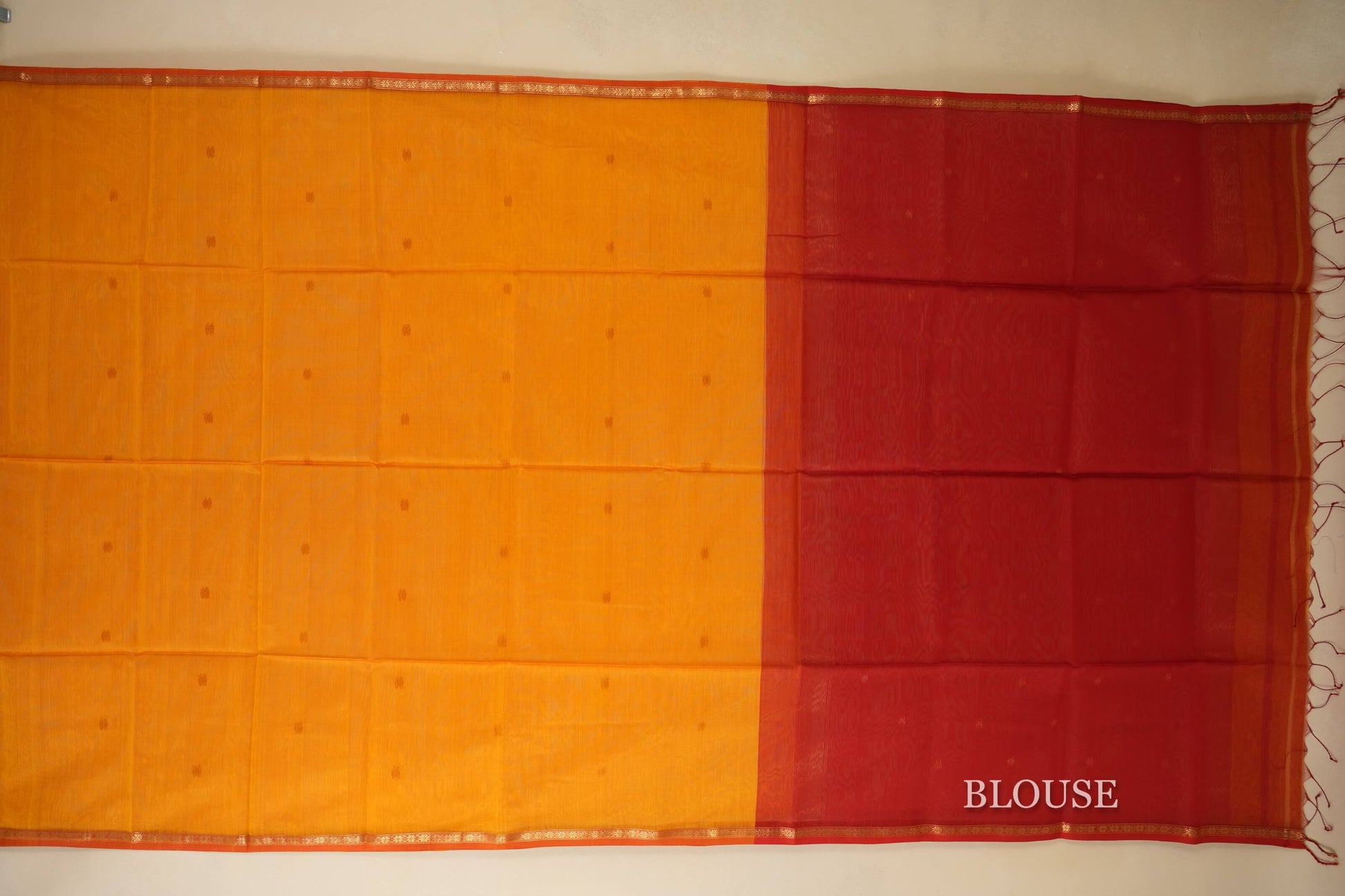 Mustard Maheshwari Silk Cotton Saree by Shreenivas Silks PSSR018031 - Parisera