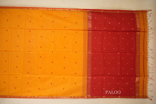 Mustard Maheshwari Silk Cotton Saree by Shreenivas Silks PSSR018031 - Parisera