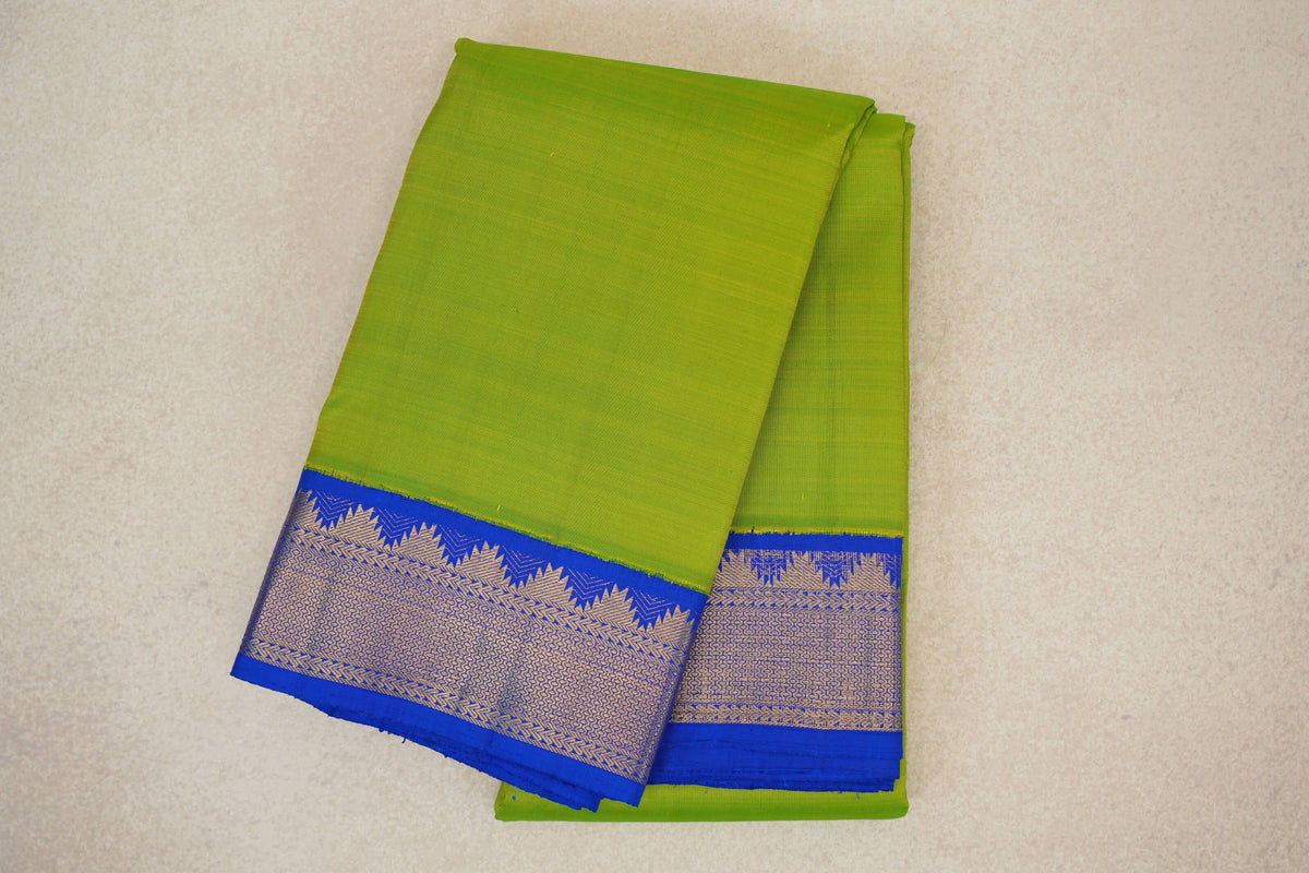folded Fluorescent Green Vintage Kanjivaram Silk Saree