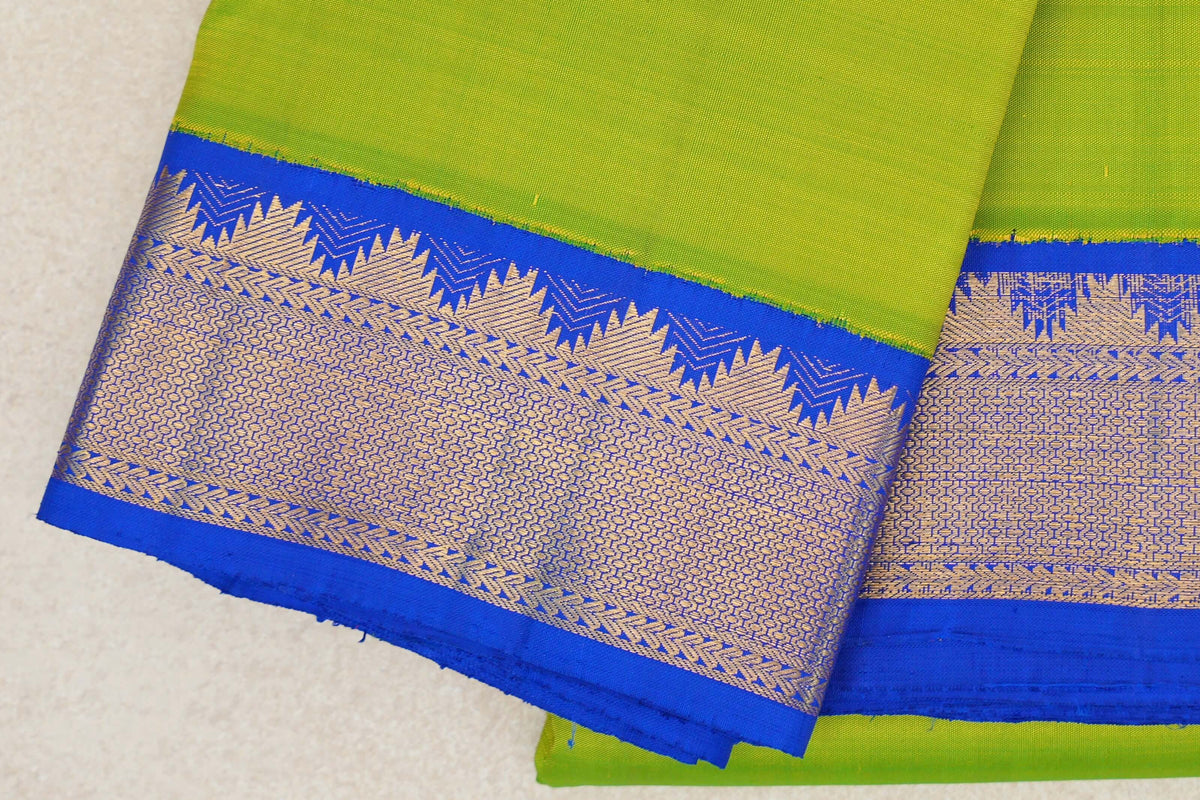 Fluorescent Green Vintage Kanjivaram Silk Saree border zoom