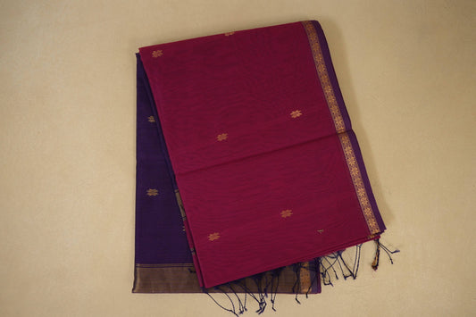 Magenta Maheshwari Silk Cotton Saree by Shreenivas Silks PSSR018032 - Parisera