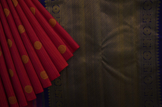 Orangish pink kanchipuram silk saree