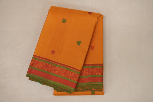 Mango yellow with Pink with parrot green Vintage Kanjivaram Silk Saree by Shreenivas Silks PSSR019054