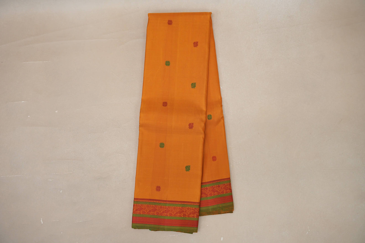 Mango yellow with Pink with parrot green Vintage Kanjivaram Silk Saree by Shreenivas Silks PSSR019054