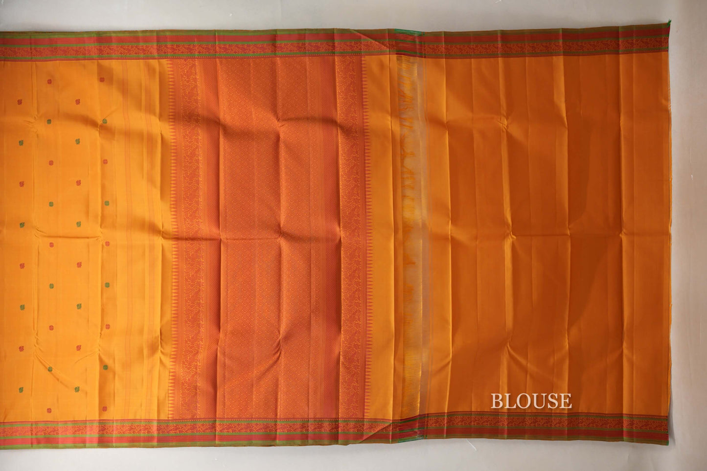Mango yellow with Pink with parrot green Vintage Kanjivaram Silk Saree by Shreenivas Silks PSSR019054