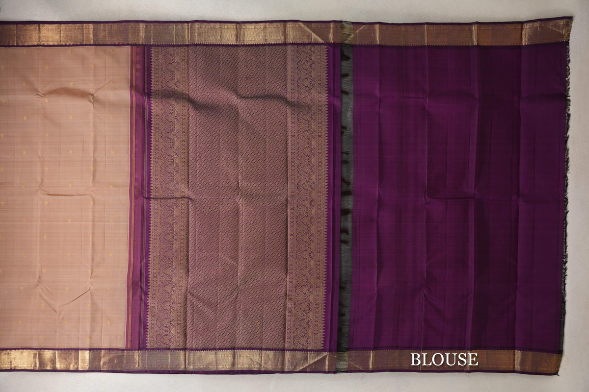 Deep Beige Vintage Kanjivaram Silk Saree blouse