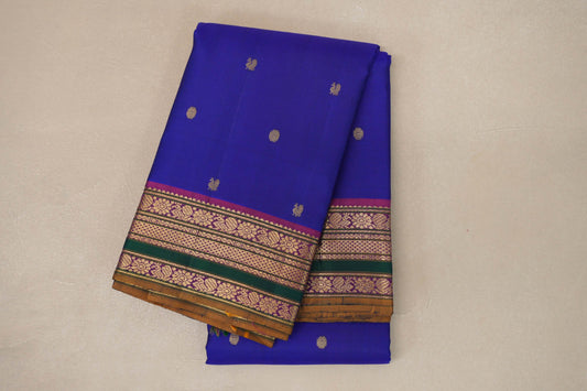 Bright Royal blue Vintage Kanjivaram Silk Saree by Shreenivas Silks PSSR019055