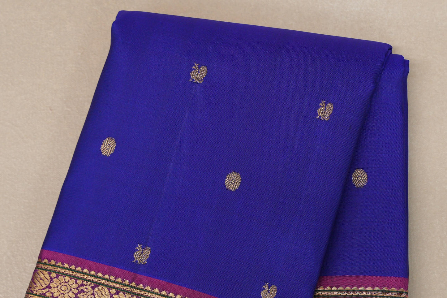 Bright Royal blue Vintage Kanjivaram Silk Saree by Shreenivas Silks PSSR019055