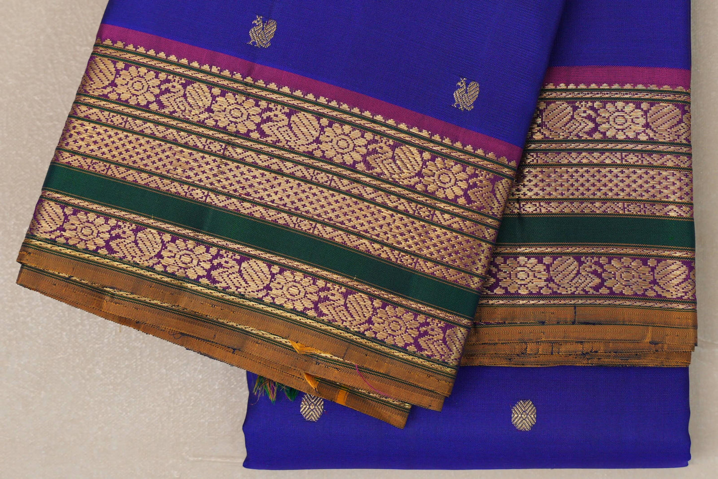 Bright Royal blue Vintage Kanjivaram Silk Saree by Shreenivas Silks PSSR019055