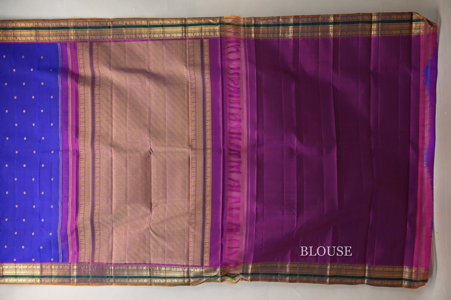 Bright Royal blue Vintage Kanjivaram Silk Saree by Shreenivas Silks PSSR019055