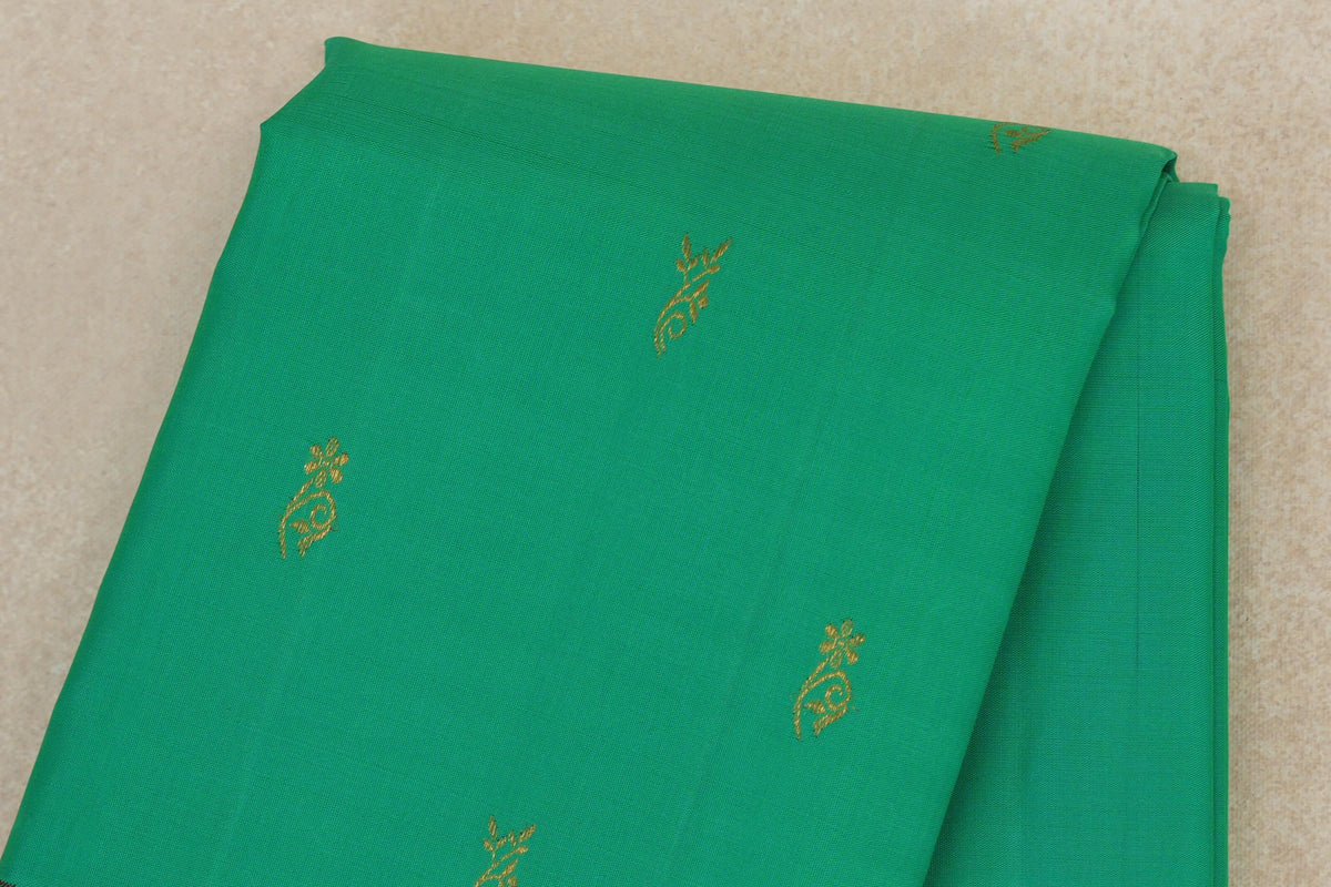 Teal Green Vintage Kanjivaram Silk Saree body zoom