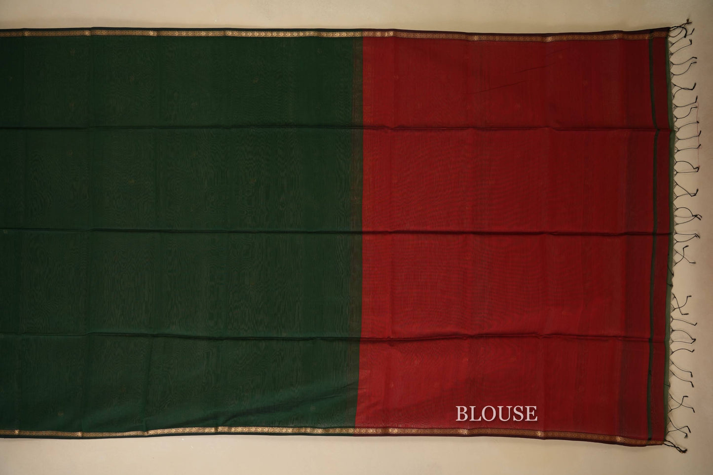 Bottle Green Maheshwari Silk Cotton Saree by Shreenivas Silks PSSR018034 - Parisera