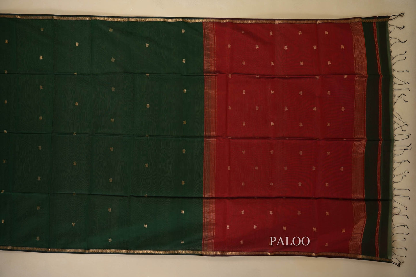 Bottle Green Maheshwari Silk Cotton Saree by Shreenivas Silks PSSR018034 - Parisera