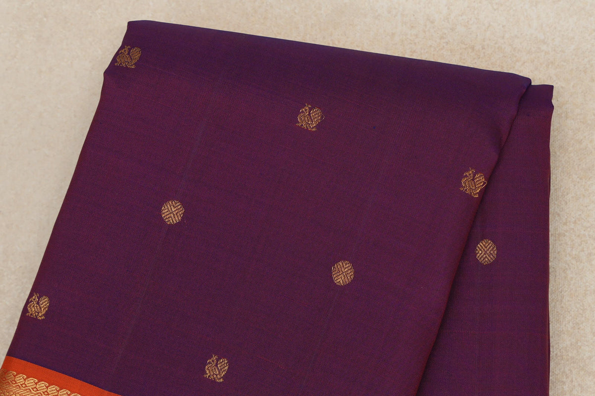 Deep Purple Vintage Kanjivaram Silk Saree body zoom