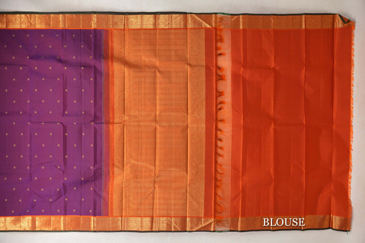 Deep Purple Vintage Kanjivaram Silk Saree blouse