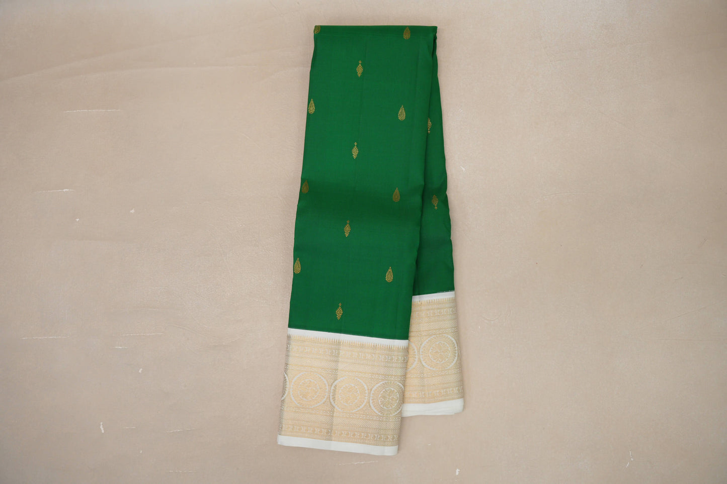 Parrot Green with Milk white Vintage Kanjivaram Silk Saree by Shreenivas Silks PSSR019057