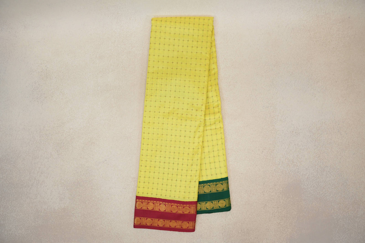Bright Lemon Yellow Vintage Kanjivaram Silk Saree online