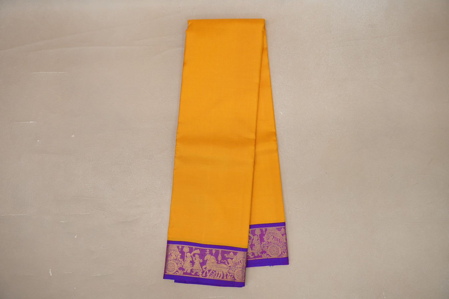 Mango yellow with Royal Purple Vintage Kanjivaram Silk Saree by Shreenivas Silks PSSR019058